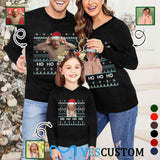 Custom Face Multicolor Santa Hat Sweater for Family Ho Ho Ho Long Sleeve Ugly Christmas Sweater Tops