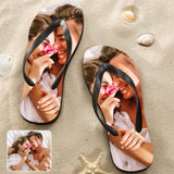 Custom Couple Photo Flip Flops For Both Man And Woman Funny Gift For Vacation,Wedding Ideas For Guests