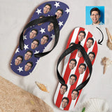 Custom Face American Flag Flip Flops For Both Man And Woman Funny Gift For Vacation,Wedding Ideas For Guests