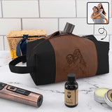 Custom Photo Engraved Toiletry Bag PU Leather Bag Custom Canvas Handcrafted Travel Bag Waterproof Shaving Dopp Kit