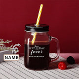 Custom Name 16OZ Mason Cup with Handle&Lid Personalized Drinking Glass Gift Mason Jar Wedding Gifts Favors