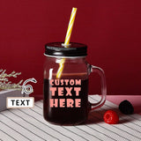 Custom Text 16OZ Mason Cup with Handle&Lid Personalized Drinking Glass Gift Mason Jar Wedding Gifts Favors