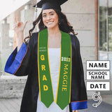Custom Name Green Graduation Stoles Sash Class of 2024 Graduation Gift