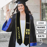 Custom Name&Logo Black Graduation Stoles Sash Class of 2024 Graduation Gift