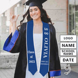 Custom Name&Logo Blue Graduation Stoles Sash Class of 2024 Graduation Gift