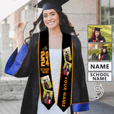 Custom Photo&Name Black Graduation Stoles Sash Class of 2024 Graduation Gift