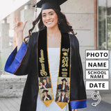 【Limited Time Discount】Custom Photo&Name Gold And Black Graduation Stoles Sash Class of 2024 Graduation Gift