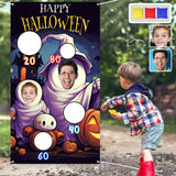 Custom Face Happy Halloween Sandbag Game Outdoor Hanging Flag with 3 Bean Bags Halloween Toss Game Playset Punching Bag 29.5 * 53Inch