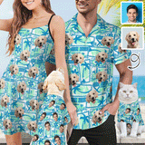 Custom Face Sunday Surfing Matching Pet and Owner Hawaiian Shirts Custom Pet Shirt Gift