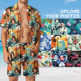 9 Styles Custom Face on Hawaiian Set Tropical Leaves Style Beach Holiday Hawaiian Shirt & Summer Shorts Set