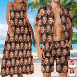 Couple Hawaiian Dress Set Cruise Outfit Custom Face Full Hawaiian Shirt Set&Dress