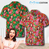 Custom Face Big Flowers Cuban Collar Shirt Hawaiian Shirt for Husband or Boyfriend