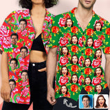 Personalized Couple Matching Hawaiian Shirts Custom Face Big Flower Couple Hawaiian Shirts