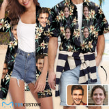 Couple Hawaiian Shirt Cover Up Set Lily Flowers Custom Face Tropical Aloha Hawaiian Shirt&Cover Up