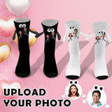 Custom Couple Face Magnetic Holding Hands Socks Suction Funny Big Eye Socks Valentine's Day Gift