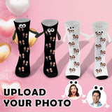 Custom Face Love Heart Magnetic Holding Hands Socks Suction Funny Big Eye Socks Couple Valentine's Day Gift