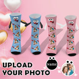 Custom Photo&Name Magnetic Holding Hands Socks Suction Funny Big Eye Socks Couple Valentine's Day Gift Love You From Head to Toe