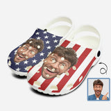 Custom Face American Flag Hole Shoes Personalized Photo Clog Shoes Unisex Adult Funny Slippers (DHL is not supported)