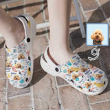 Custom Pet Face Cute Animated Elements Kid's Hole Shoes Personalized Photo Clog Shoes Child Funny Slippers