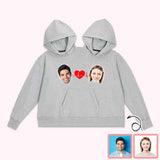 Discount Price-Custom Face Love Heart Double One-piece Hoodie Personalized Two Person Intimate Hoodie Funny Couple Valentine's Day Gift