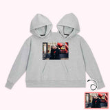Custom Photo Double One-piece Hoodie Personalized Two Person Intimate Hoodie Funny Couple Valentine's Day Gift