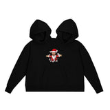 Custom Face Broken Christmas Hat Funny Couple Double One-piece Hoodie Personalized Two Person Intimate Hoodie