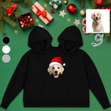 Custom Pet Face Christmas Hat Funny Couple Double One-piece Hoodie Personalized Two Person Intimate Hoodie