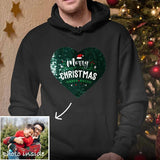 [Thickened Fabric] Custom Photo Heart Flip Sequin Hoodie Pure Cotton Christmas Gift Unisex For Men Women [Double Print]