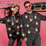 Custom Face Cool Hoodie Designs Love Heart Large Size Personalized Face Unisex Loose Hoodie Custom Top Outfits