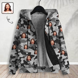 [Thick and Warm]Custom Face Camouflage Full Zip Hoodie Double Layer Fleece Thickened Jacket