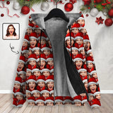 [Thick and Warm]Custom Seamless Face Christmas Hat Full Zip Hoodie Double Layer Fleece Thickened Jacket
