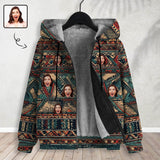 [Thick and Warm]Custom Face Bohemian Style Full Zip Hoodie Double Layer Fleece Thickened Jacket