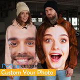 [High Quality] Custom Big Face Cool Hoodie Designs Personalized Face Unisex Loose Hoodie Custom Hooded Pullover Top Plus Size for Him Her