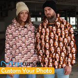 [High Quality] Custom Seamless Face Cool Hoodie Designs Personalized Face Unisex Loose Hoodie Custom Hooded Pullover Top Plus Size for Him Her