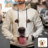 [Thickened Fabric] Custom Pet Dog Face Men's Fleece Thickened Hoodies Personalized Turtleneck Pullover Hooded Design Your Own Hoodie