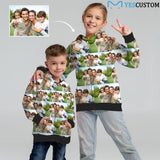 Custom Photo Stitching Kid's Long Sleeve Full Zip Hoodie for 2-15Y Personalized Hooded Loose Hoodie