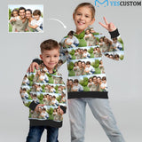Custom Photo Stitching Kid's Long Sleeve Hoodie for 2-15Y Personalized Hooded Pullover Loose Hoodie