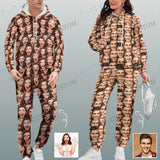 Custom Seamless Face Couple Hoodie Sweatpant Set Personalized Unisex Loose Hoodie Top Outfits