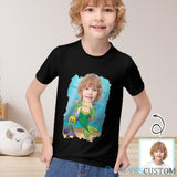 #6-12Y Custom Face Transform into a Sea Monster Cute Kid's T-shirt For Boy Girl