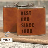 Personalized Leather Flask 6 OZ Custom Date Best Dad Hip Flask for Father's Day Gift for Dad Personalized Gift for Him