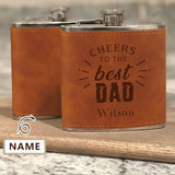 Personalized Leather Flask 6 OZ Custom Name Cheers to the Best Dad Hip Flask for Father's Day Gift for Dad Personalized Gift for Him