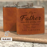 Personalized Leather Flask 6 OZ Custom Name Happy Father's Day Hip Flask for Father's Day Gift for Dad Personalized Gift for Him