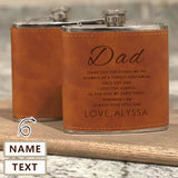 Personalized Leather Flask 6 OZ Custom Text&Name Hip Flask for Father's Day Gift for Dad Personalized Gift for Him