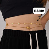 Custom Letters Golden Bikini Waist Chain Personalized Name Beach Body Chain