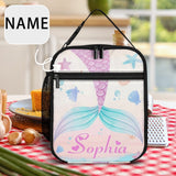Custom Name Mermaid Tail Portable Insulated Lunch Bag