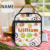 Custom Name Portable Soccer Insulated Lunch Bag