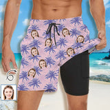 Custom Face Pink Coconut Men's Quick Dry 2 in 1 Surfing & Beach Shorts Male Gym Fitness Shorts