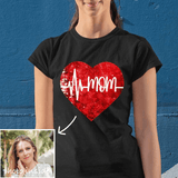 Custom Photo Mom DIY Heart Flip Sequin T-shirt Unisex Shirt Cotton Sequin Tee Mother's Day Gifts