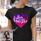 Custom Photo DIY Heart Flip Sequin T-shirt Love You Mom Unisex Shirt Cotton Sequin Tee Mother's Day Gifts