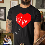 #XS-4XL-Custom Photo DIY Heart Flip Sequin Tee Unisex Cotton T-shirt  For Men and Women
